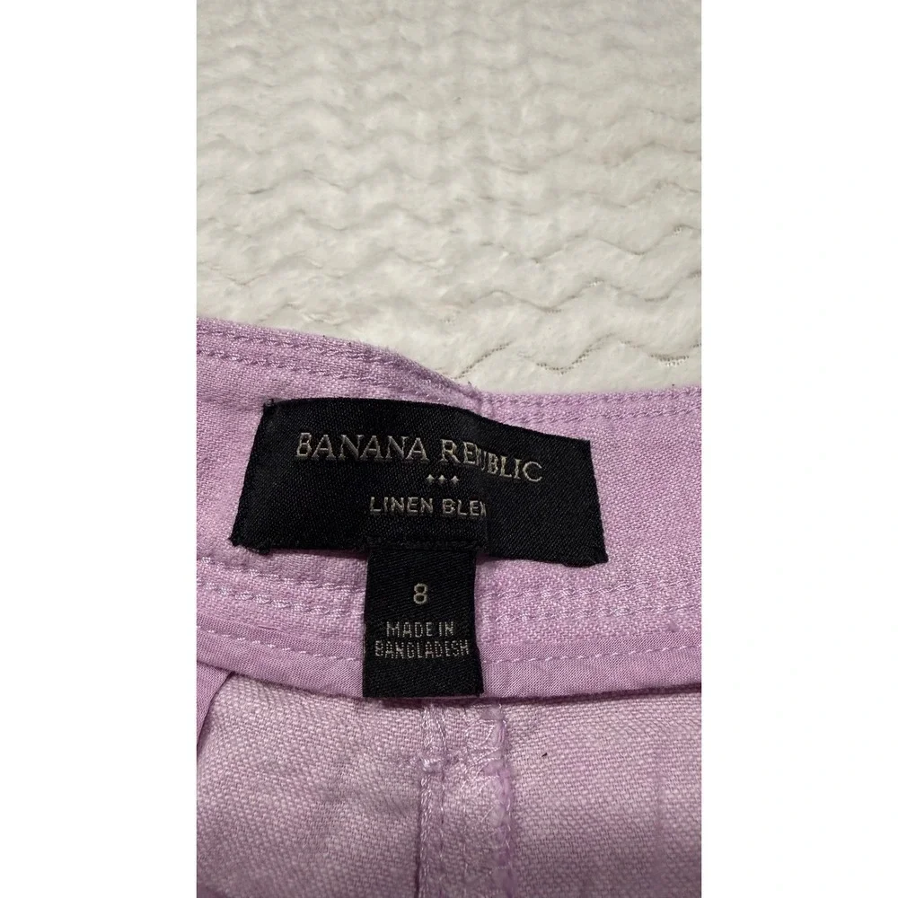 Banana Republic Pink Lavender Linen Wide Leg Pleated Pants Size 8 High Rise